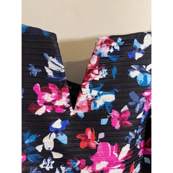 Guess Floral Dress 12 Black Mini Cold Shoulder Preppy Old Money Classic Chic 80s - Picture 6 of 13